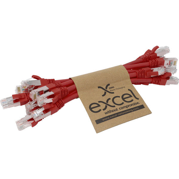 Red Excel Cat6a S/FTP LSZH Patch Lead (Pack of 10)