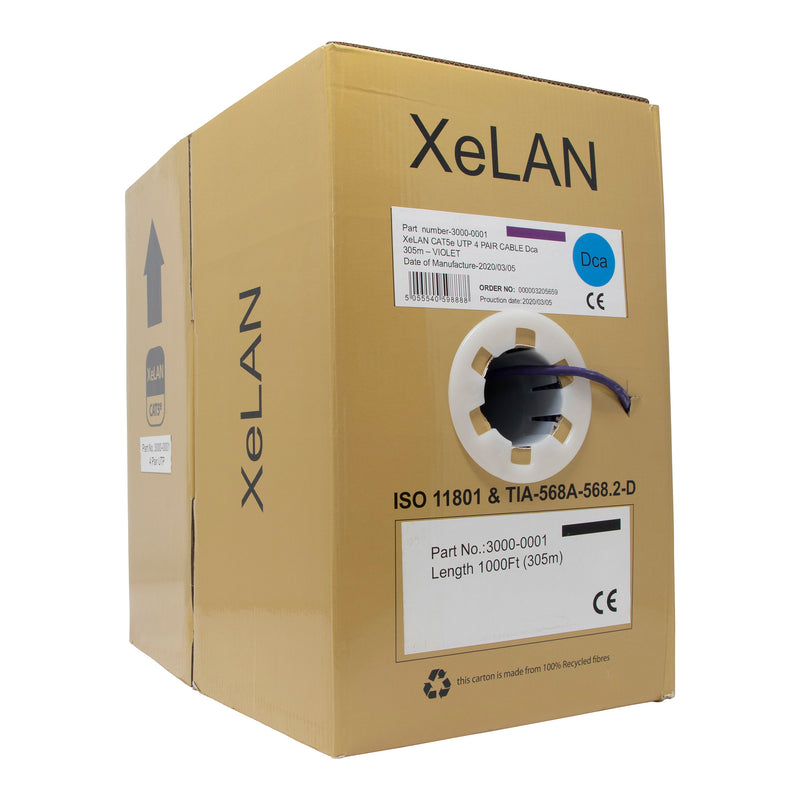 Violet XeLAN Cat5e UTP LSZH Dca-s2,d2,a1 Solid Cable 305m