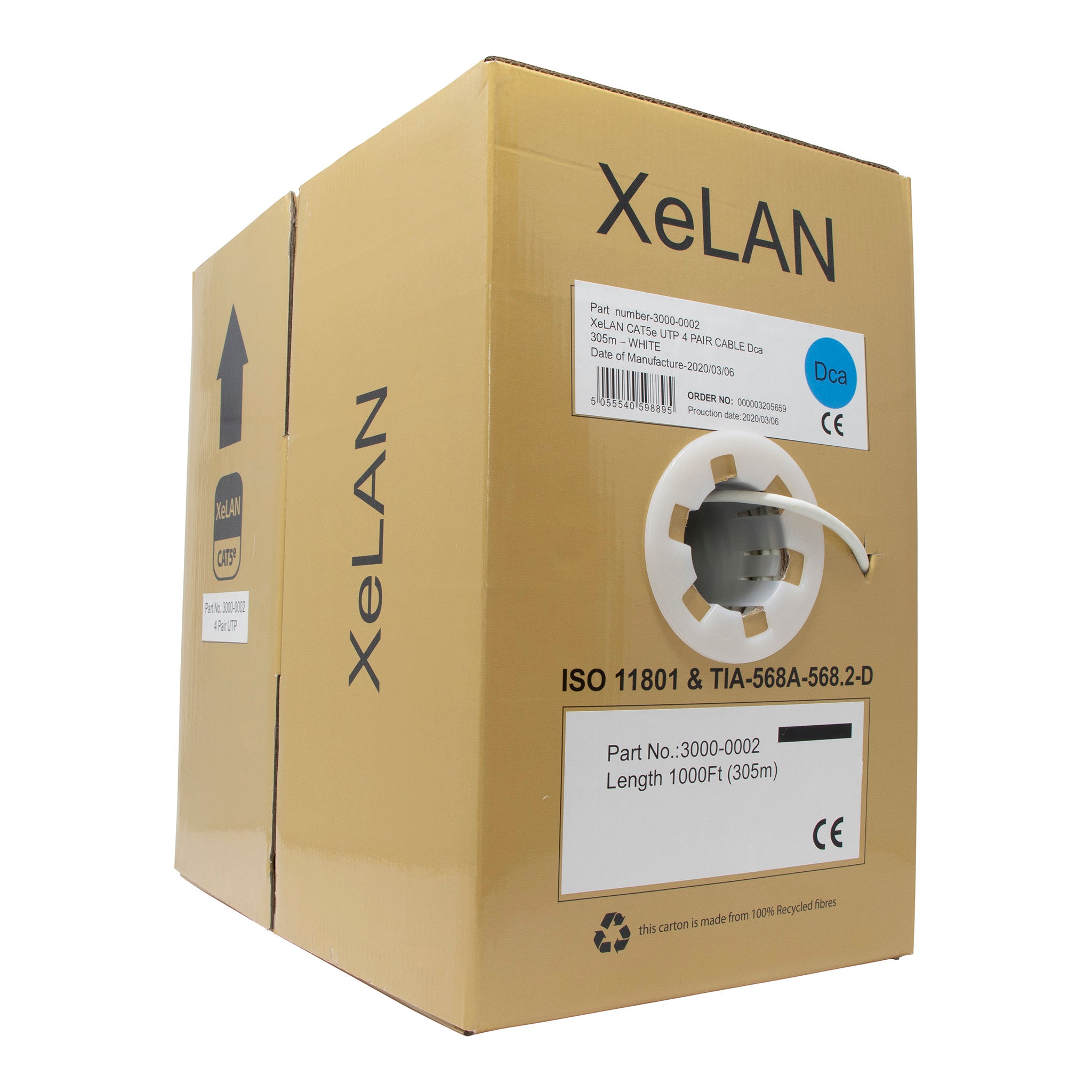 White XeLAN Cat5e UTP LSZH Dca-s2,d2,a1 Solid Cable 305m