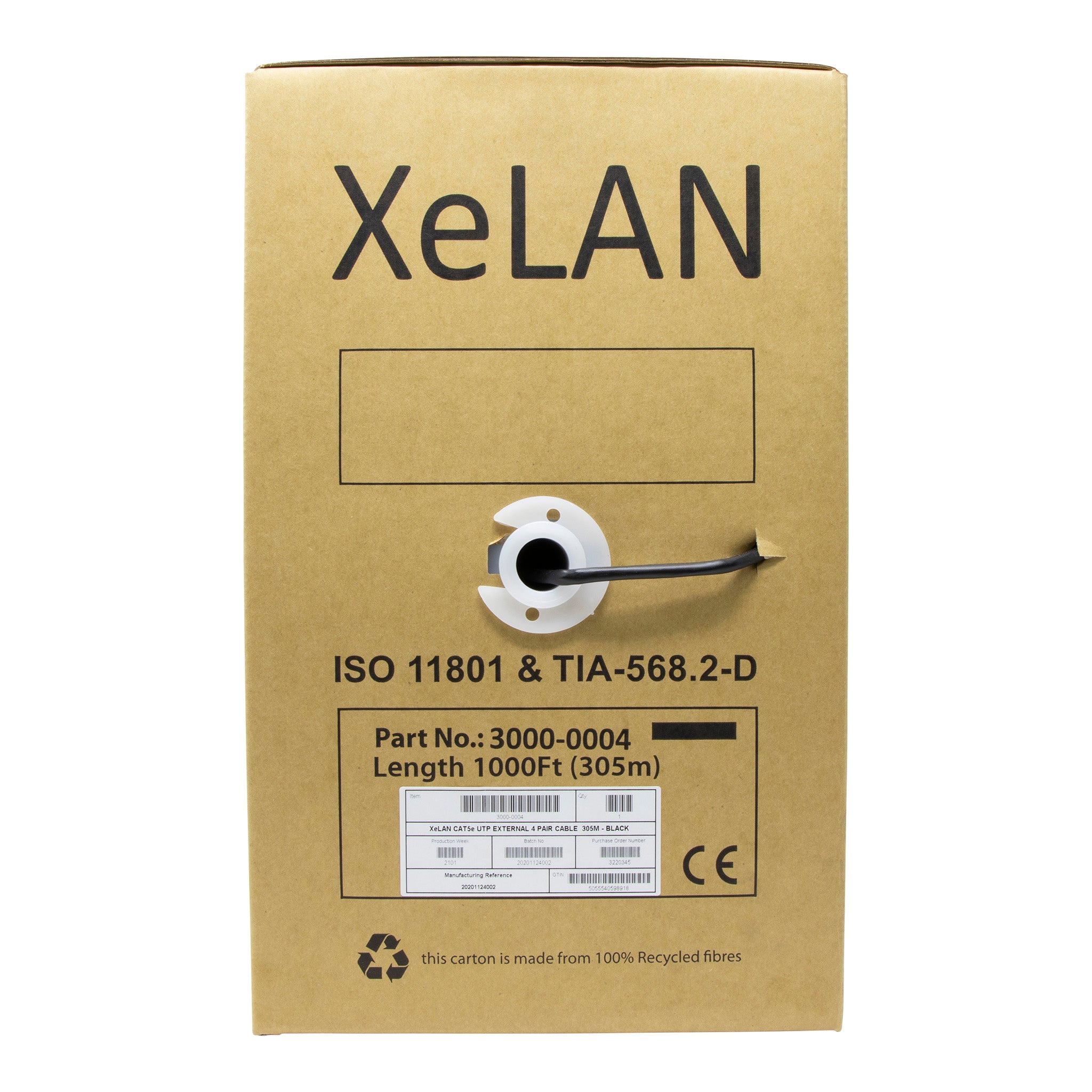 Black XeLAN CAT5e UTP PE External Fca Solid Cable 305m