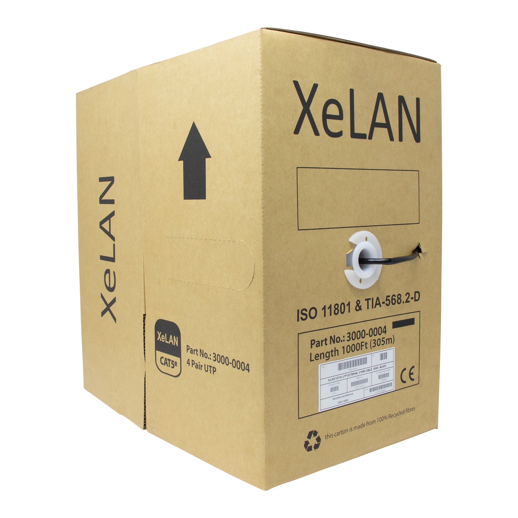 Black XeLAN CAT5e UTP PE External Fca Solid Cable 305m