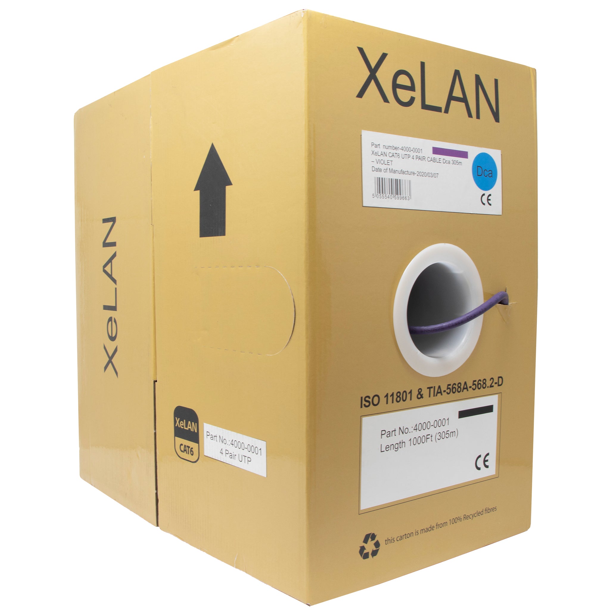 Violet XeLAN Cat6 UTP LSZH Dca-s1a,d2,a1 Solid Cable 305m