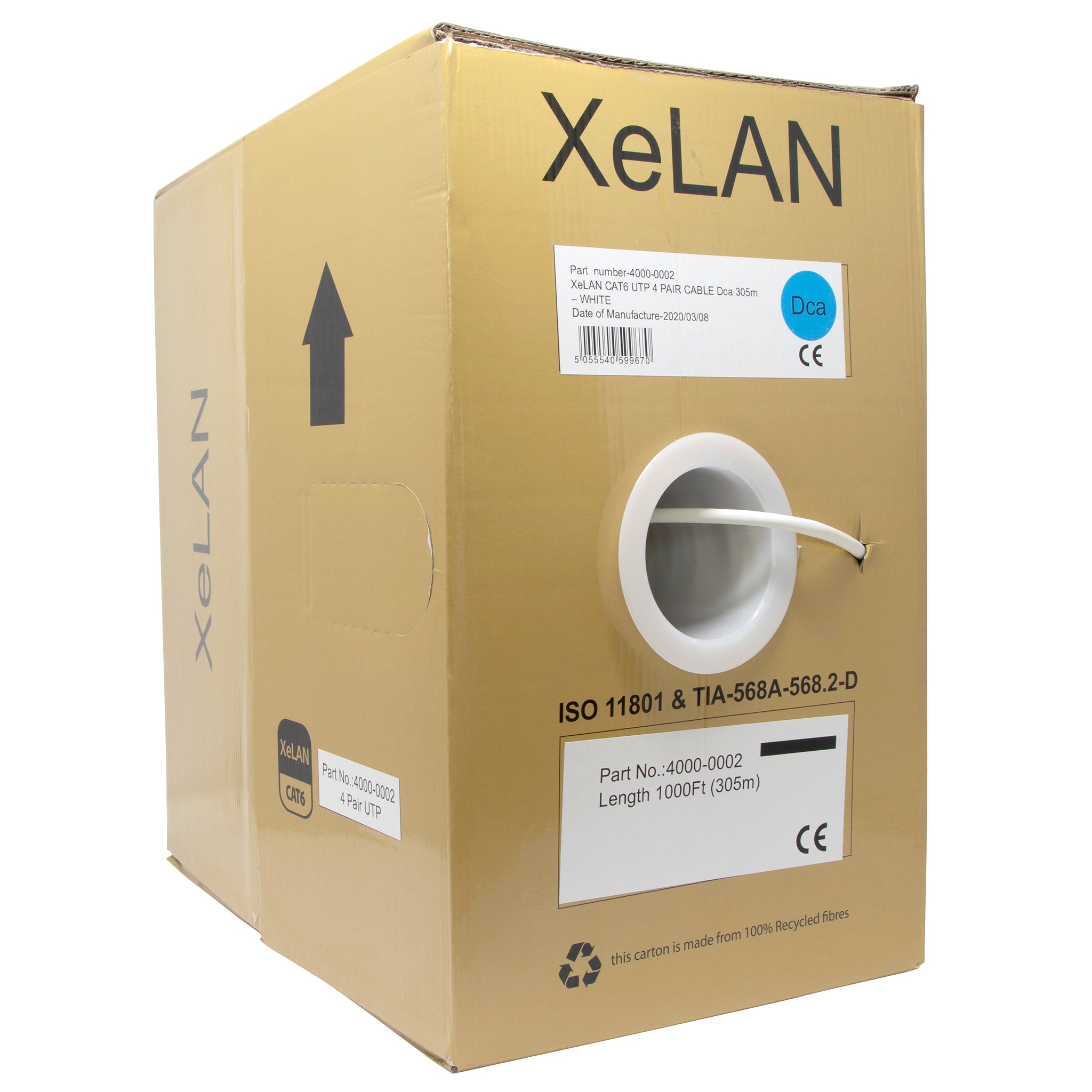 White XeLAN Cat6 UTP LSZH Dca-s1a,d2,a1 Solid Cable 305m