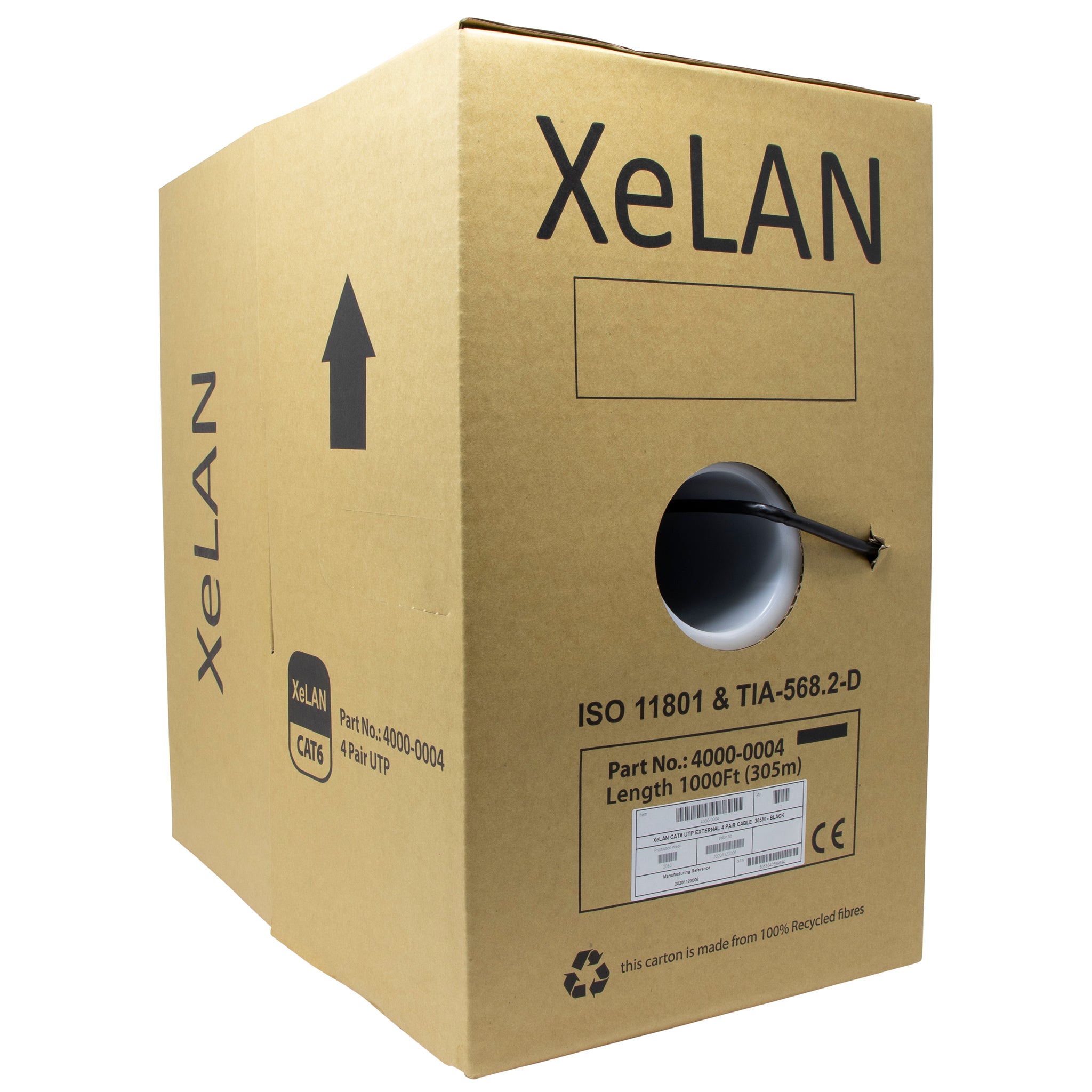 Black XeLAN Cat6 UTP PE Fca External Solid Cable 305m