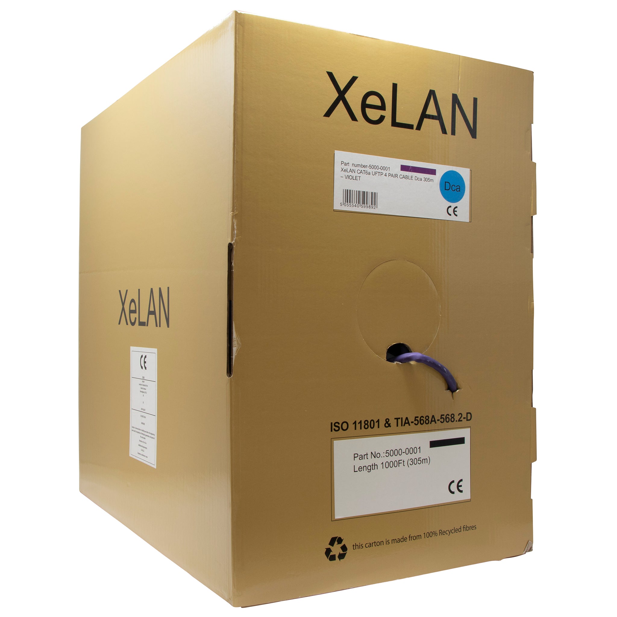 Violet XeLAN Cat6a U/FTP LSZH Dca-s1a,d2,a1 Solid Cable 305m