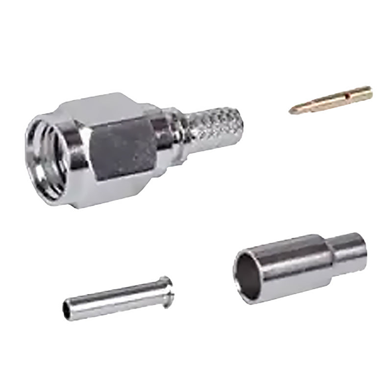 SC-100-SM SMA Male (Plug) Crimp, Solder Pin, No Braid Trim For LMR-100 Cable
